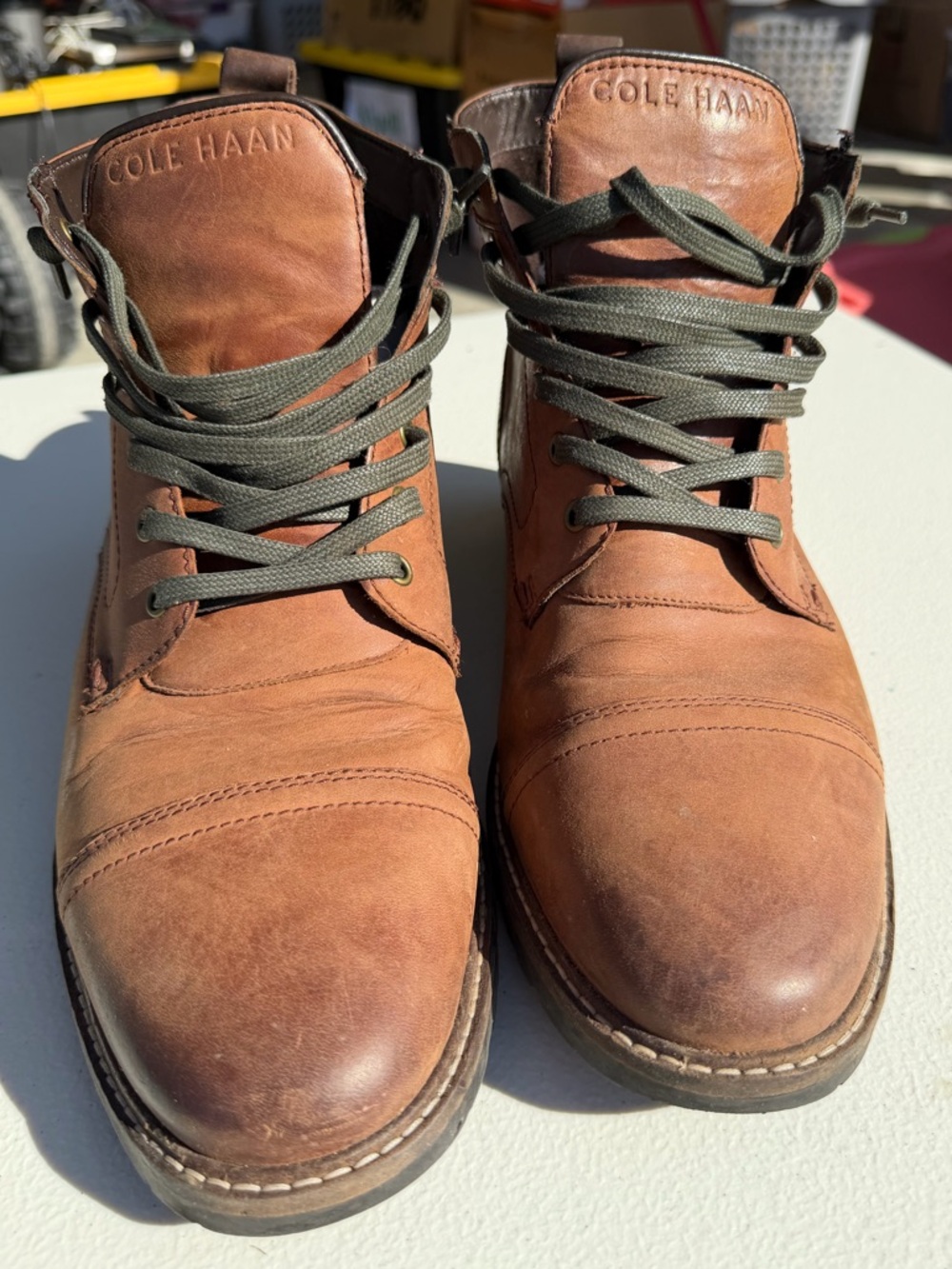 Cole Haan Men’s Size 10 Brown Leather Chukka Boots Lace Up Cap Toe Casual Dress